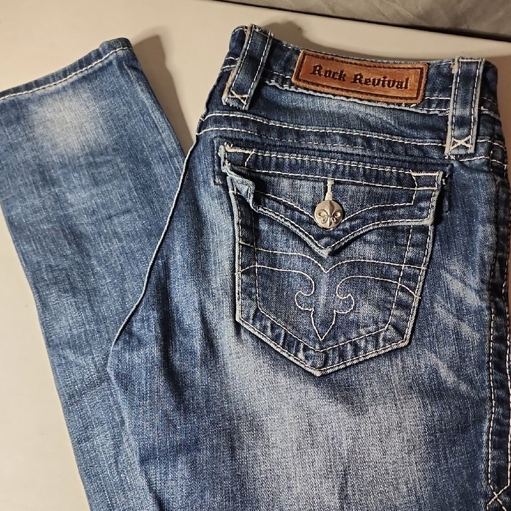 Rock Revival Blue Denim with Silver Accents